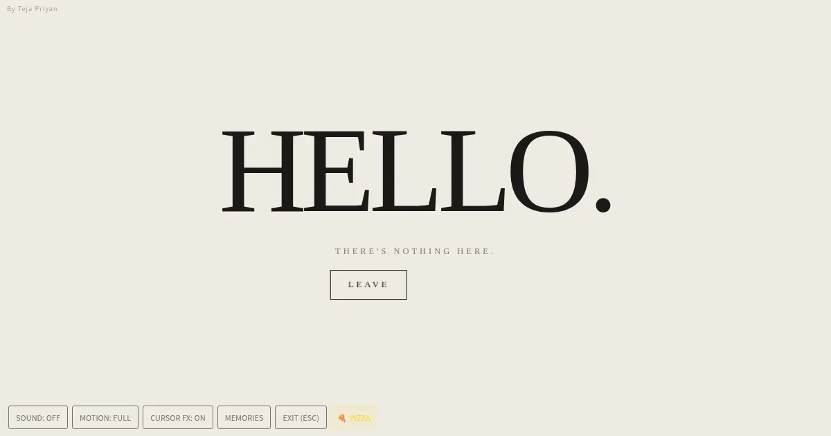 Screenshot of the website that hides from you