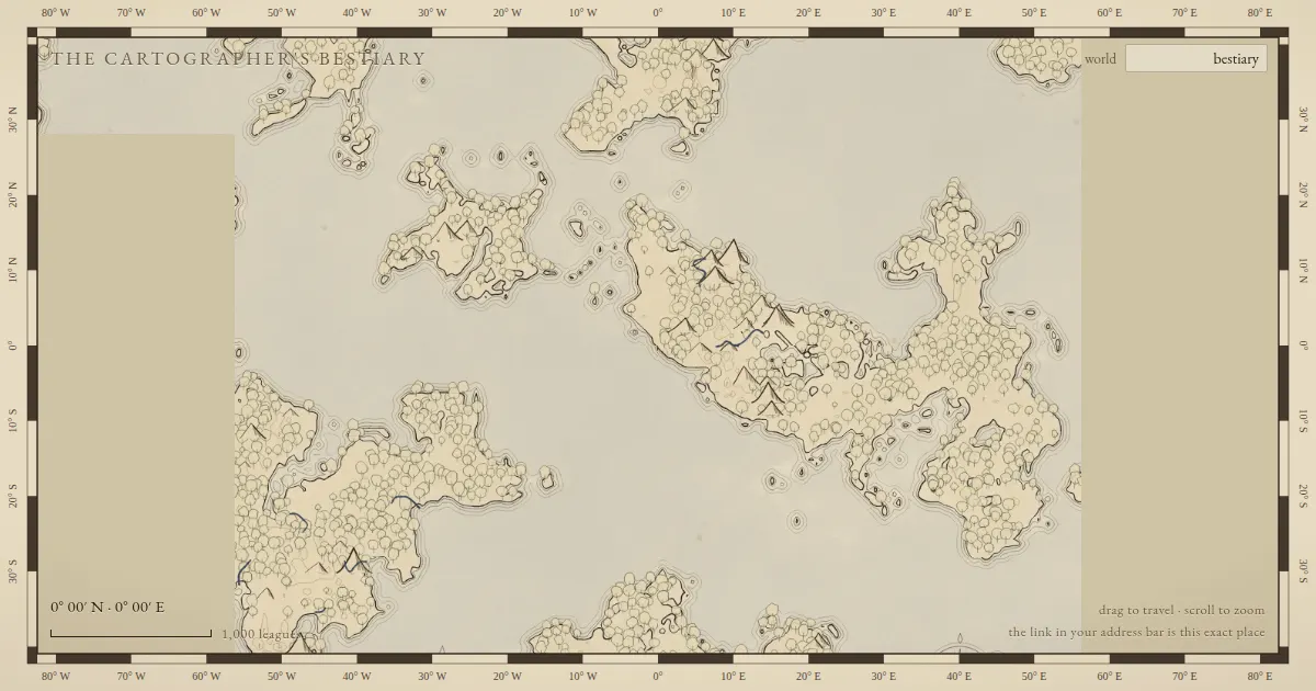 Screenshot of bestiary