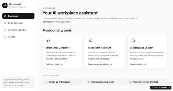 Screenshot of ai workplace hub