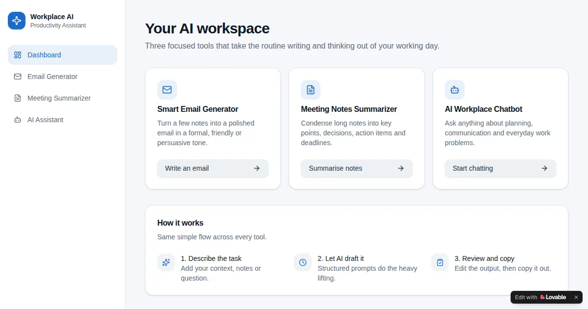 Screenshot of ai workplace assistant