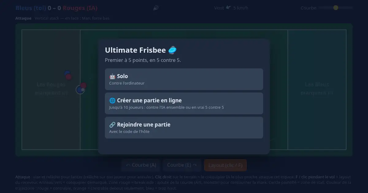 Screenshot of ultimate frisbee simplified