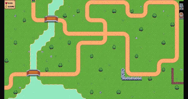 Screenshot of typescript tower defense 2d