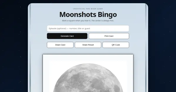 Screenshot of Moonshots Bingo