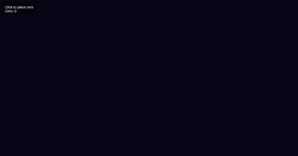 Screenshot of gravitational orb simulator