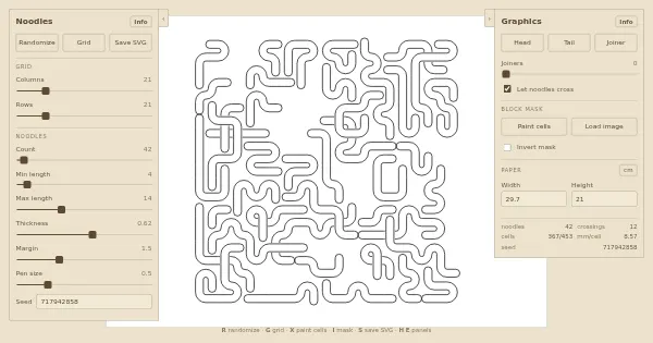 Screenshot of generative noodles