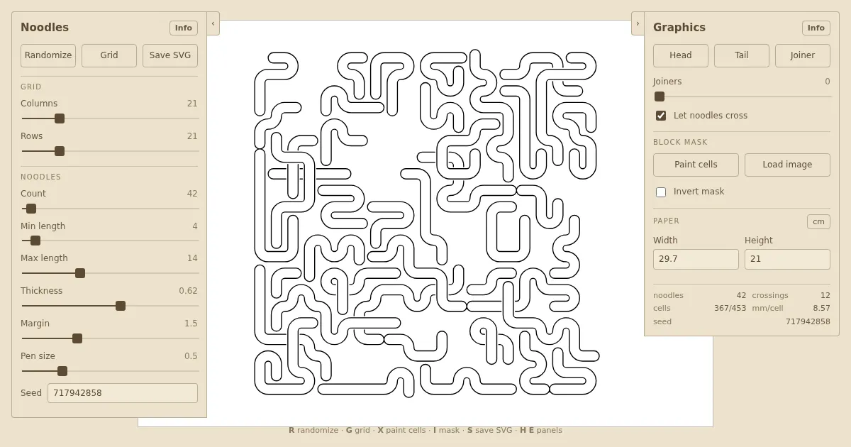 Screenshot of generative noodles
