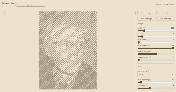 Screenshot of image lines
