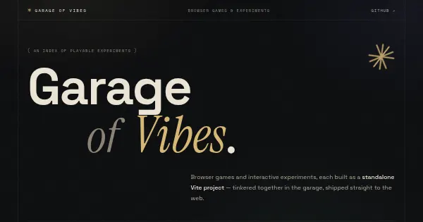 Screenshot of garage of vibes