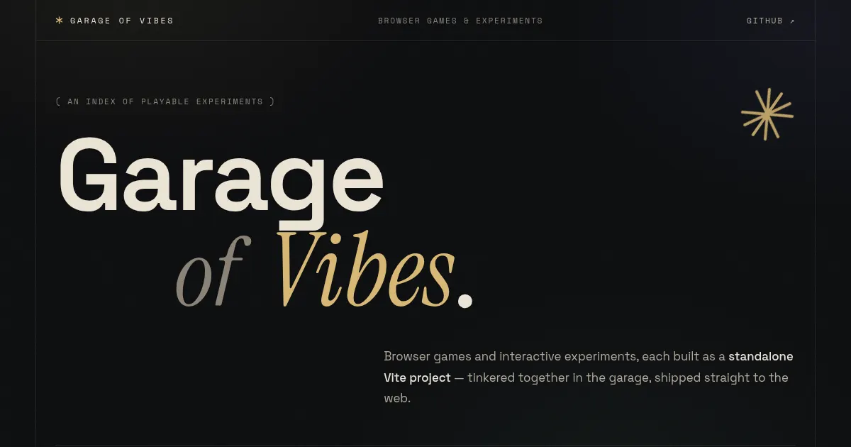 Screenshot of garage of vibes