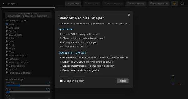 Screenshot of stlshaper