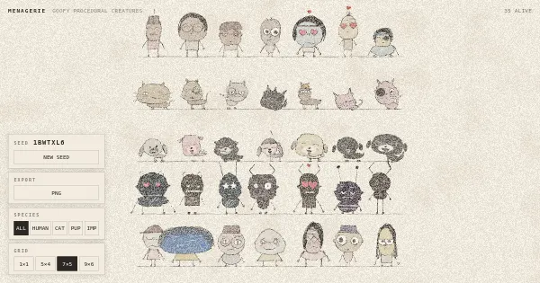 Screenshot of goofy procedural creatures