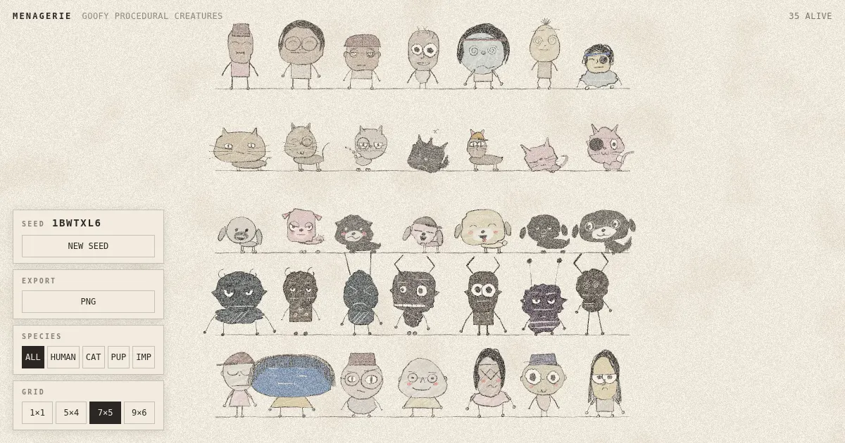Screenshot of goofy procedural creatures