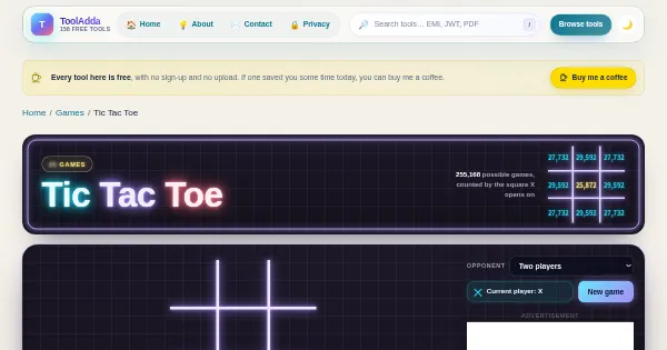 Screenshot of tic tac toe