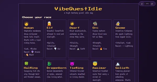 Screenshot of VibeQuestIdle