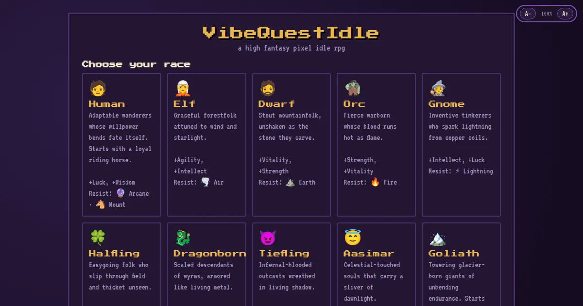 Screenshot of VibeQuestIdle