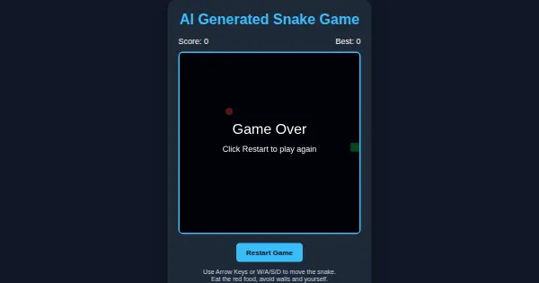 Screenshot of snake game