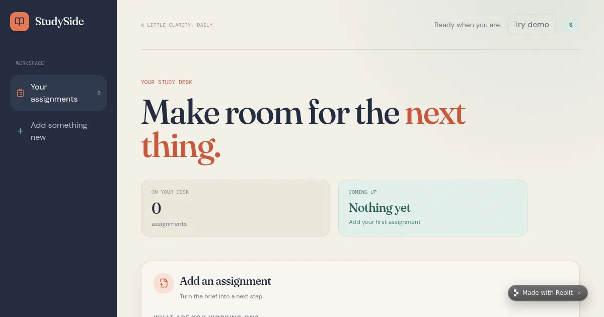 Screenshot of StudySide