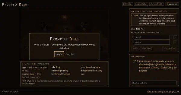 Screenshot of promptly dead