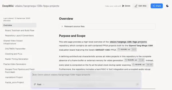 Screenshot of tangmega 138k fpga projects