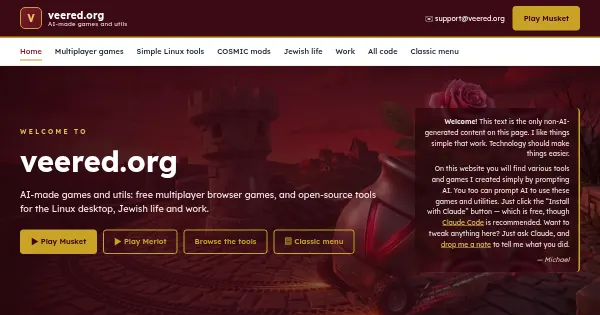 Screenshot of veered menu