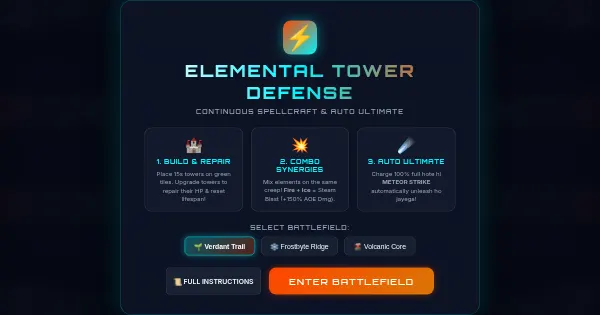 Screenshot of Elemental Tower Defence