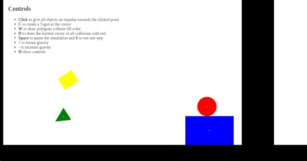 Screenshot of physics2d js