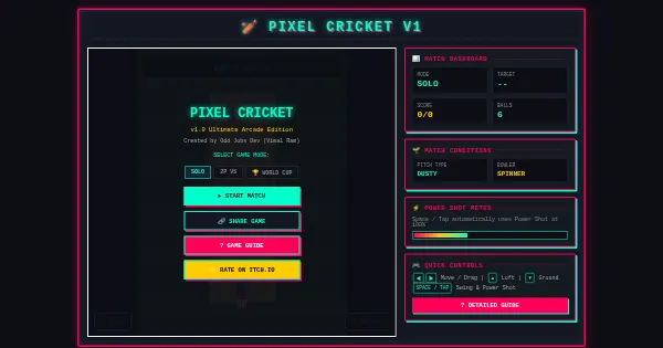Screenshot of pixel cricket