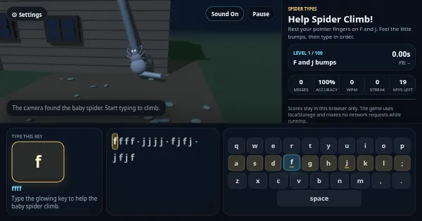 Screenshot of SpiderTypes