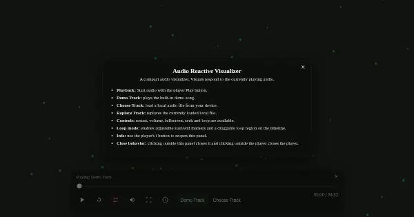 Screenshot of audio reactive visualizer p5 javascript