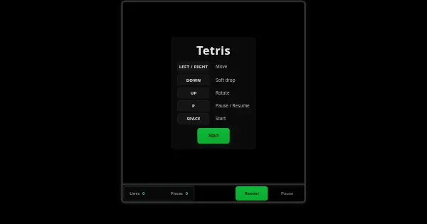 Screenshot of tetris game p5 javascript
