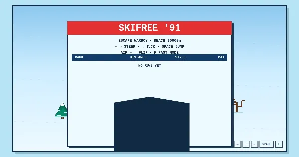 Screenshot of skifree warboy