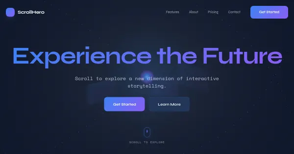 Screenshot of scroll hero