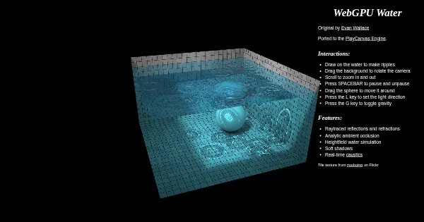 Screenshot of webgpu water playcanvas