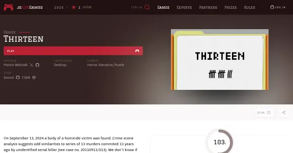 Screenshot of js13k 2024 13