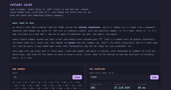 Screenshot of collatz coral