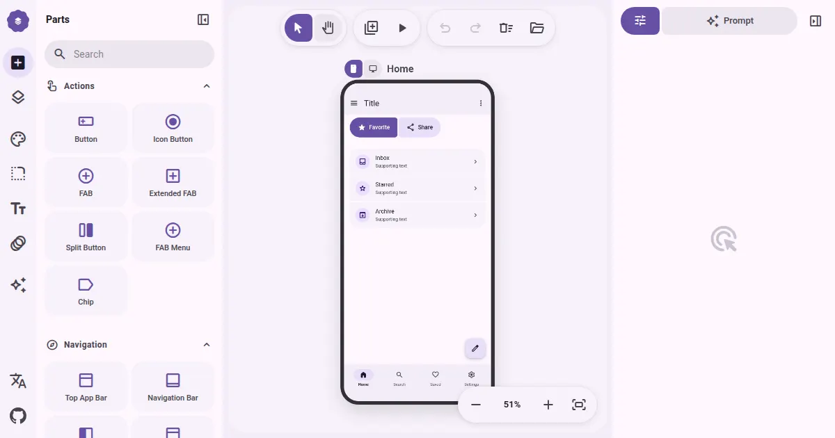 Screenshot of m3e canvas