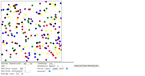 Screenshot of simpleParticleSimulator