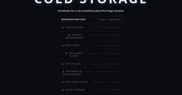 Screenshot of cold storage