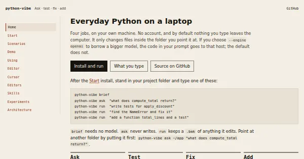 Screenshot of python vibe