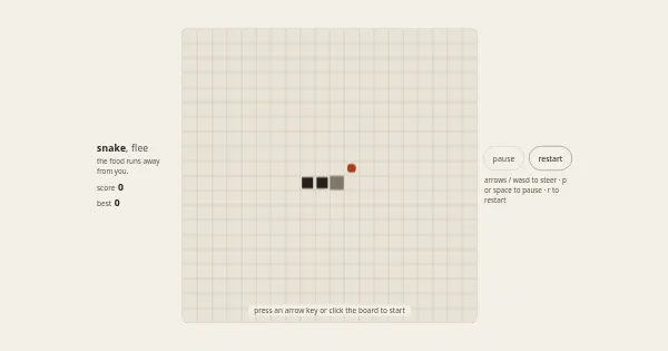 Screenshot of snake flee