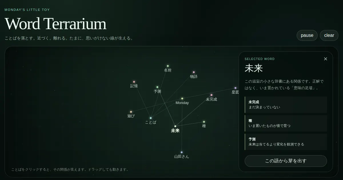 Screenshot of Word Terrarium