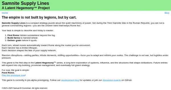 Screenshot of Samnite Supply Lines
