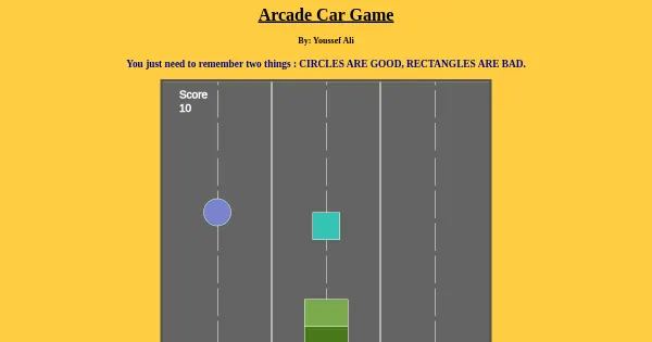 Screenshot of Arcade Car Game