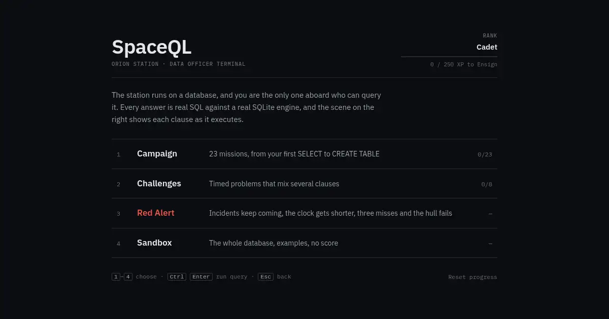 Screenshot of SpaceQL