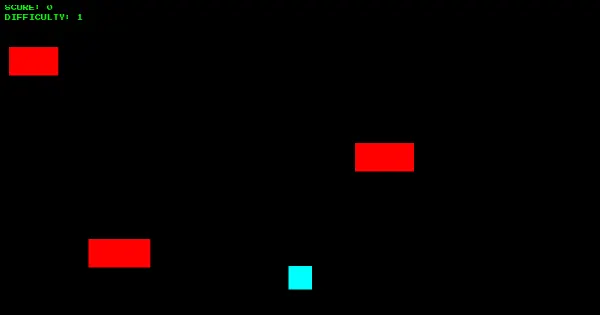 Screenshot of dodger game