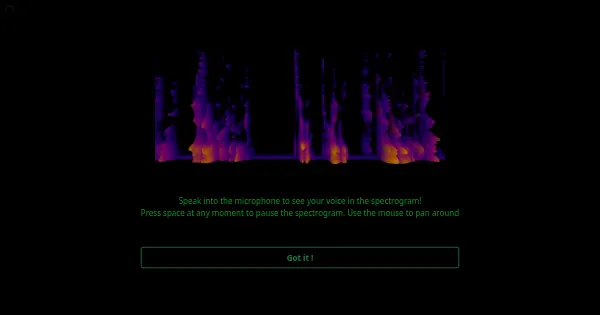 Screenshot of spectrogram threejs