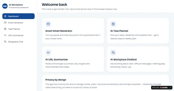 Screenshot of AI Productivity Assistant.
