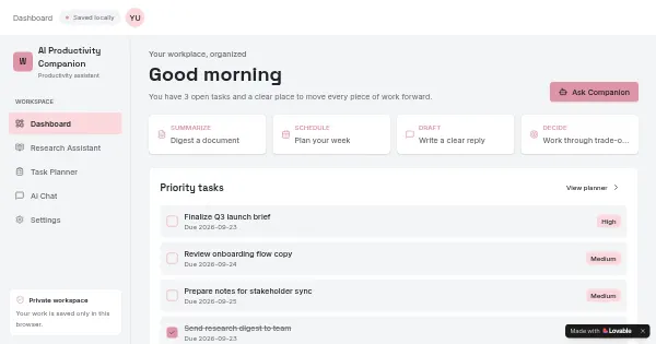 Screenshot of ai workplace companion