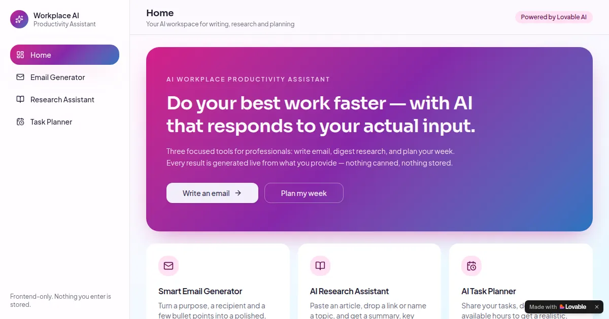 Screenshot of ai workplace spark