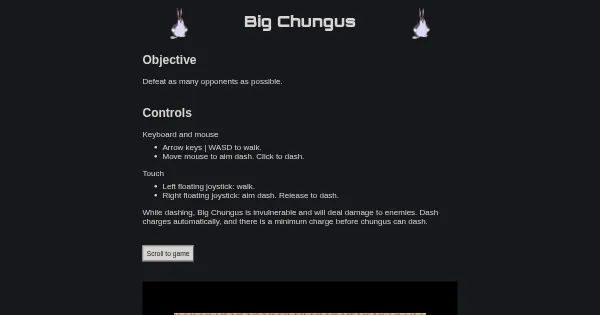 Screenshot of big chungus game